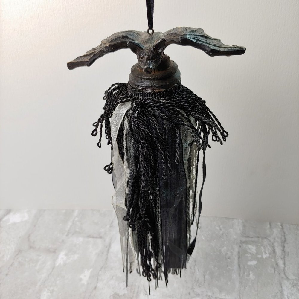 Bat Hanging Halloween Decoration Tassel with Ribbons, Halloween Decor, Gothic